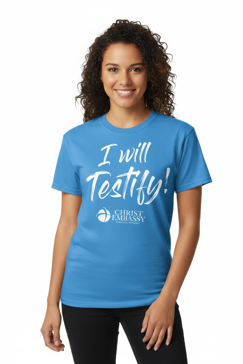 I Will Testify Blue T-Shirt (En)