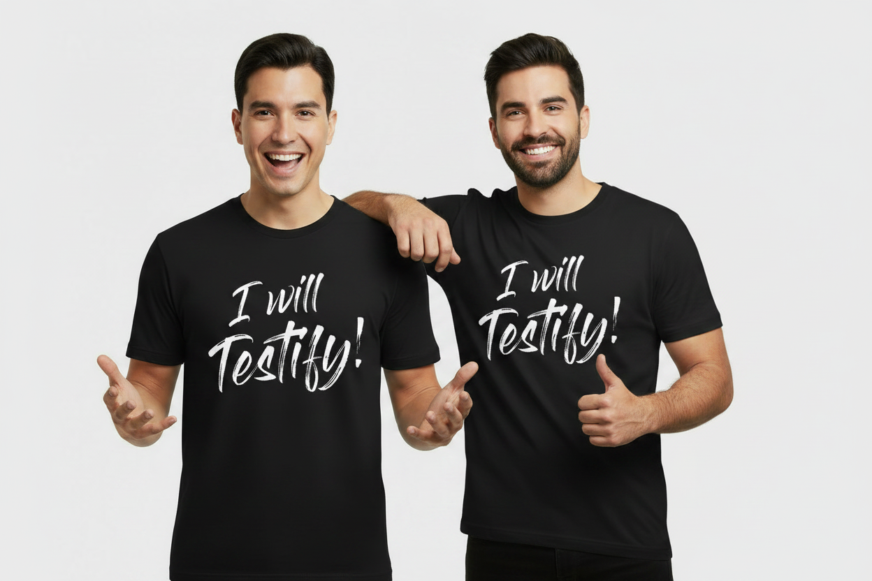 I Will Testify Black T-Shirt (En)